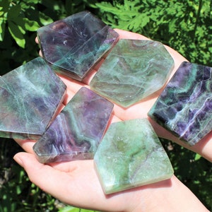 Fluorite Crystal Slab / Slice, Polished Rainbow Fluorite Display Specimens - Choose Size ('A' Grade)