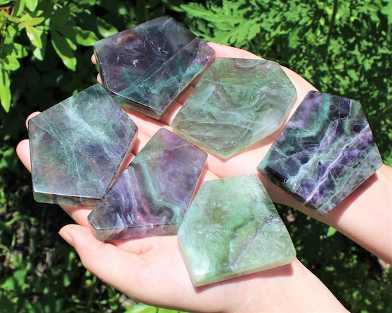 Fluorite Slab / Fluorite Slice: Beautiful Polished Fluorite Display Specimens - Choose Size! ('A' Grade Fluorite, Fluorite Tile)