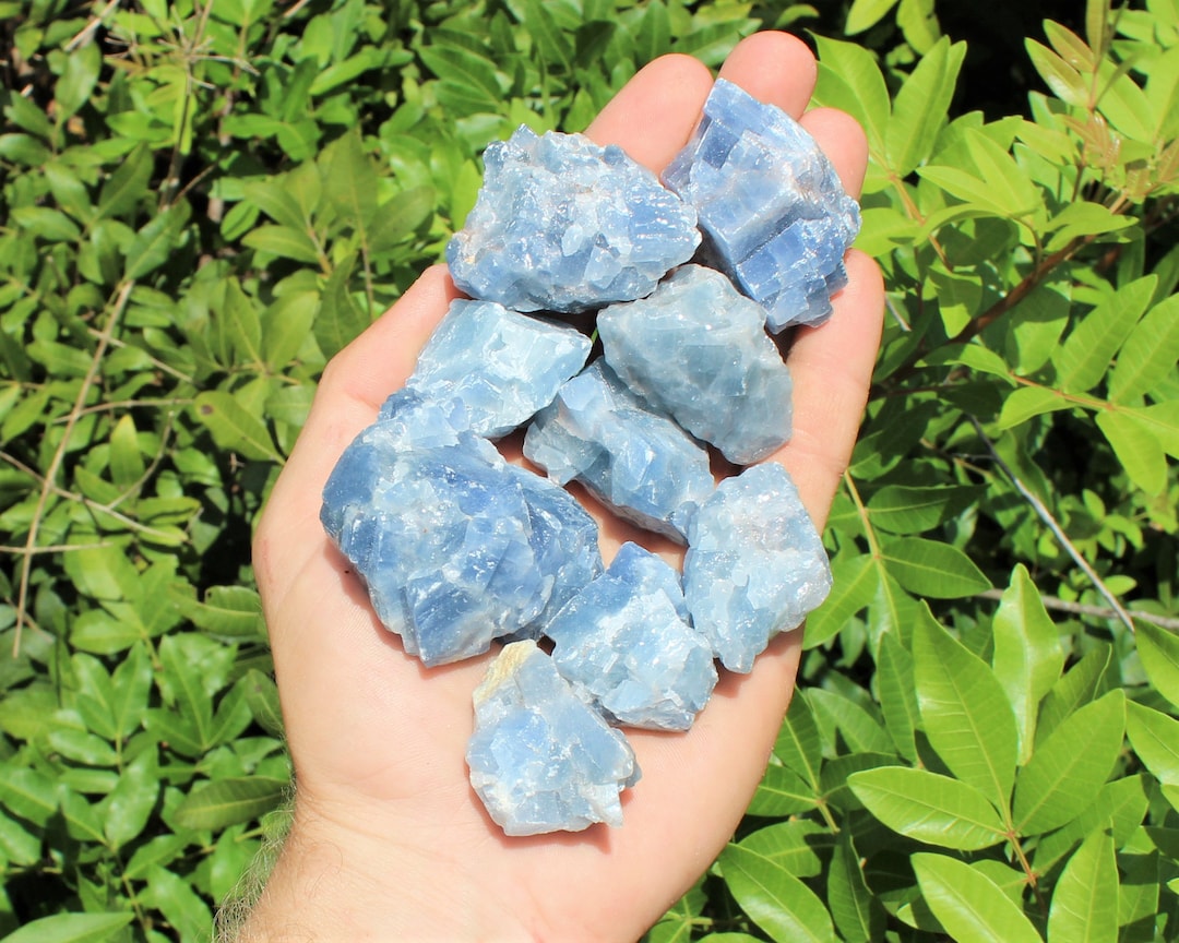 Blue Calcite Rough Natural Stones: Choose How Many Pieces ('A' Grade ...