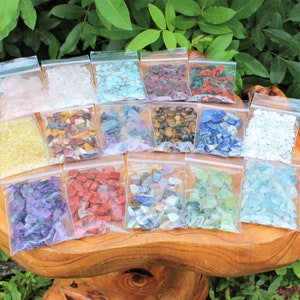 Genuine Gemstone Chips:  1 oz bags, Loose Undrilled Semi Tumbled Mini Crystals - HUGE RANGE to choose from - Pick Type and Amount!