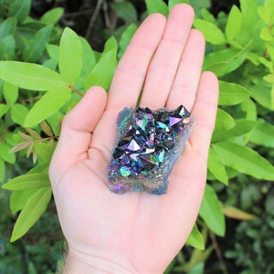 Rainbow Aura Amethyst Clusters, 'AAA' Grade Titanium Metallic Amethyst Crystals - Choose Size 3 - 4 oz