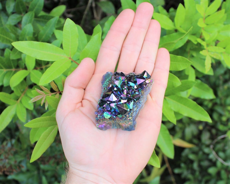 Rainbow Aura Amethyst Clusters, 'AAA' Grade Titanium Metallic Amethyst Crystals - Choose Size 3 - 4 oz