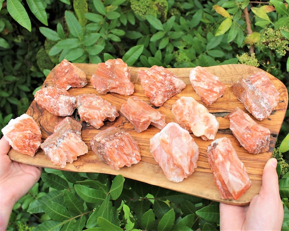 Dragons Blood Calcite Rough Natural Stones, Large 2 - 3" (Premium Quality 'A' Grade Raw Red Calcite Crystals From Mexico)