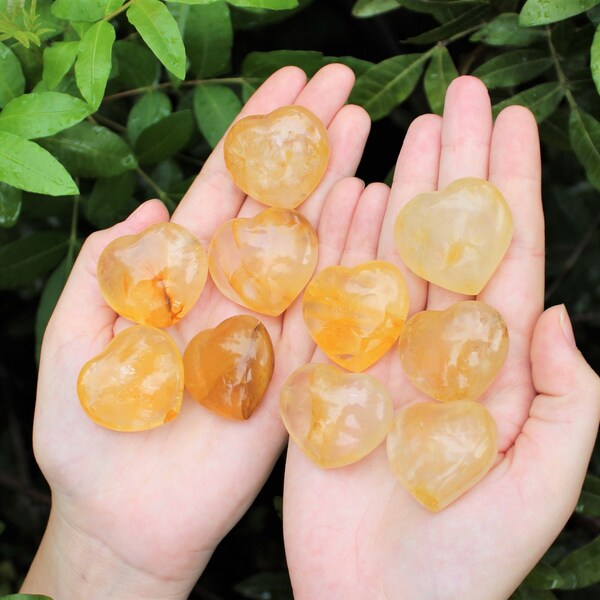 Golden Healer Quartz Heart 1 - 1.25" - Choose How Many ('A' Grade Golden Healer Quartz Crystal Hearts, Yellow Hematoid Quartz)