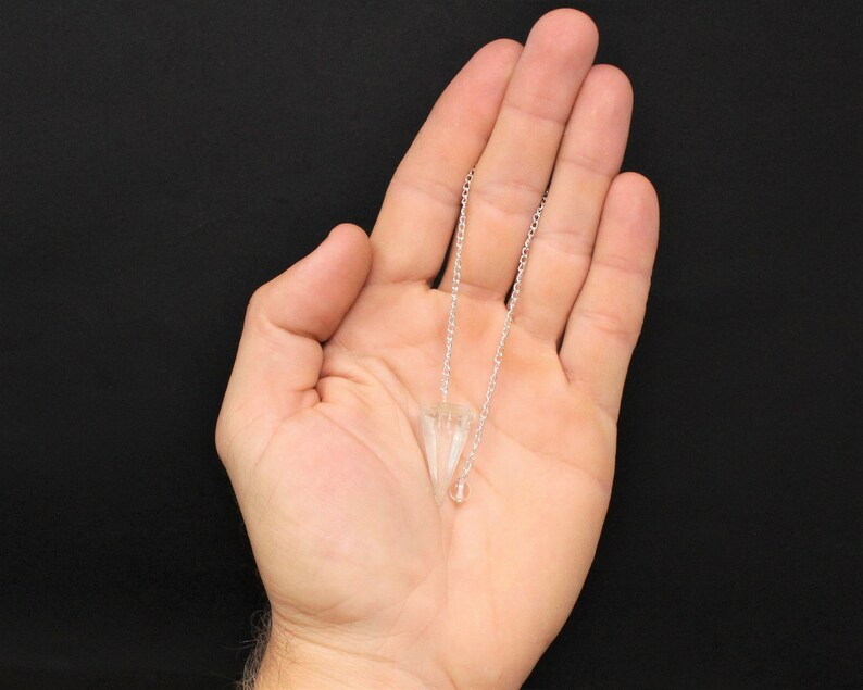 Clear Quartz Pendulum, Faceted with Chain Crystal Pendulum, Dowsing, Divination image 4