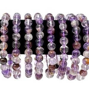 Super 7 Bead Bracelet: 8 mm Round Crystals (Premium Grade Stretch Gemstone Bracelet, Super 7 Crystal Bracelet)
