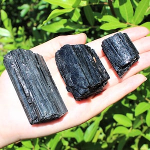 Black Tourmaline Log, PREMIUM Grade Protection Crystal: Choose Size