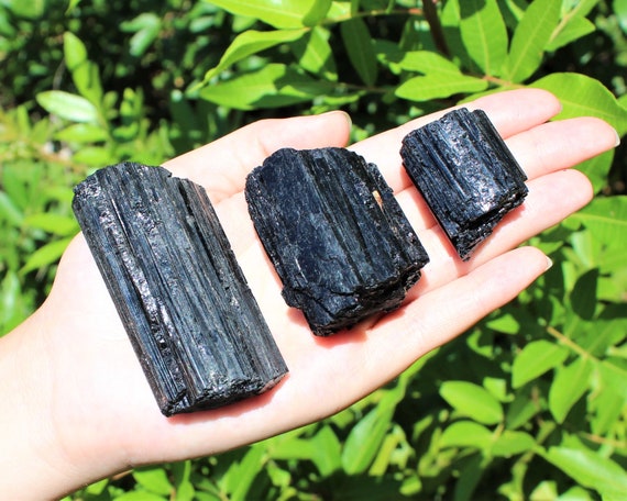 Black Tourmaline Log, PREMIUM Grade Protection Crystal: Choose Size