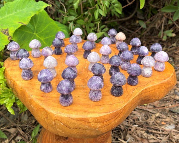 Lepidolite Crystal Mushrooms, 1.5" Tall & Chunky: Choose How Many (Genuine 'A' Grade Lepidolite)