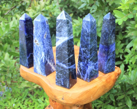 Jumbo Sodalite Obelisk, 4-Sided: Choose Size ( 'AAA' Grade, Sodalite Crystal, Sodalite Point, Crystal Tower, Sodalite Tower)