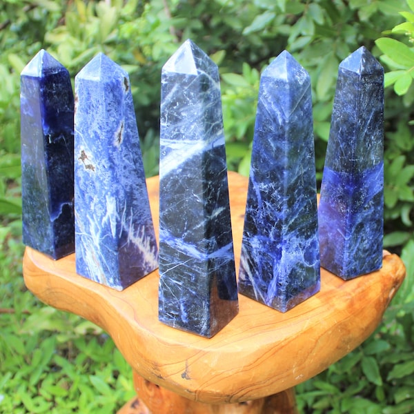 Jumbo Sodalite Obelisk, 4-Sided: Choose Size ( 'AAA' Grade, Sodalite Crystal, Sodalite Point, Crystal Tower, Sodalite Tower)