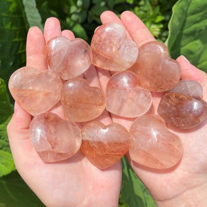 LARGE Hematoid Quartz Heart, 1.5 - 1.75&quot; (&#39;AAA&#39; Grade Crystal Heart, Carved Puffed Gemstone Heart, Polished Fire Quartz Heart)