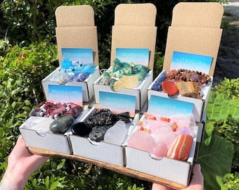 Intent Crystal Boxes - Choose Your Energy! Stress Relief, Protection, Chakra, Love, Peace, Positive Energy, Strength, & Prosperity Gift Box