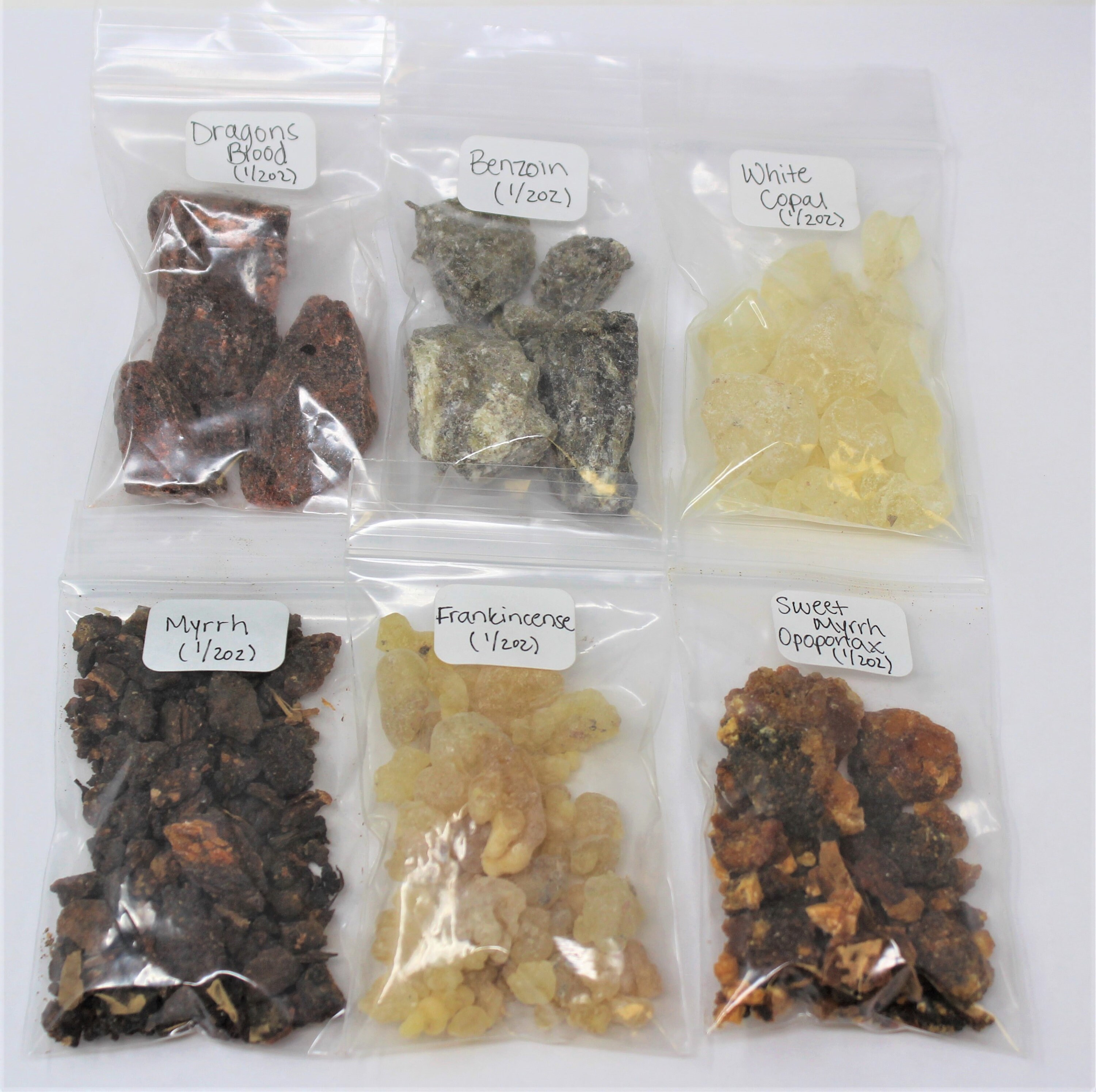 Resin Incense Sampler Set of 6 Frankincense Myrrh Opoponax