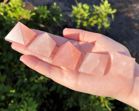 Rose Quartz Crystal Pyramid, 1" - 1.25" (Polished Gemstone Pyramid, Rose Quartz Pyramid, Carved Pyramid)