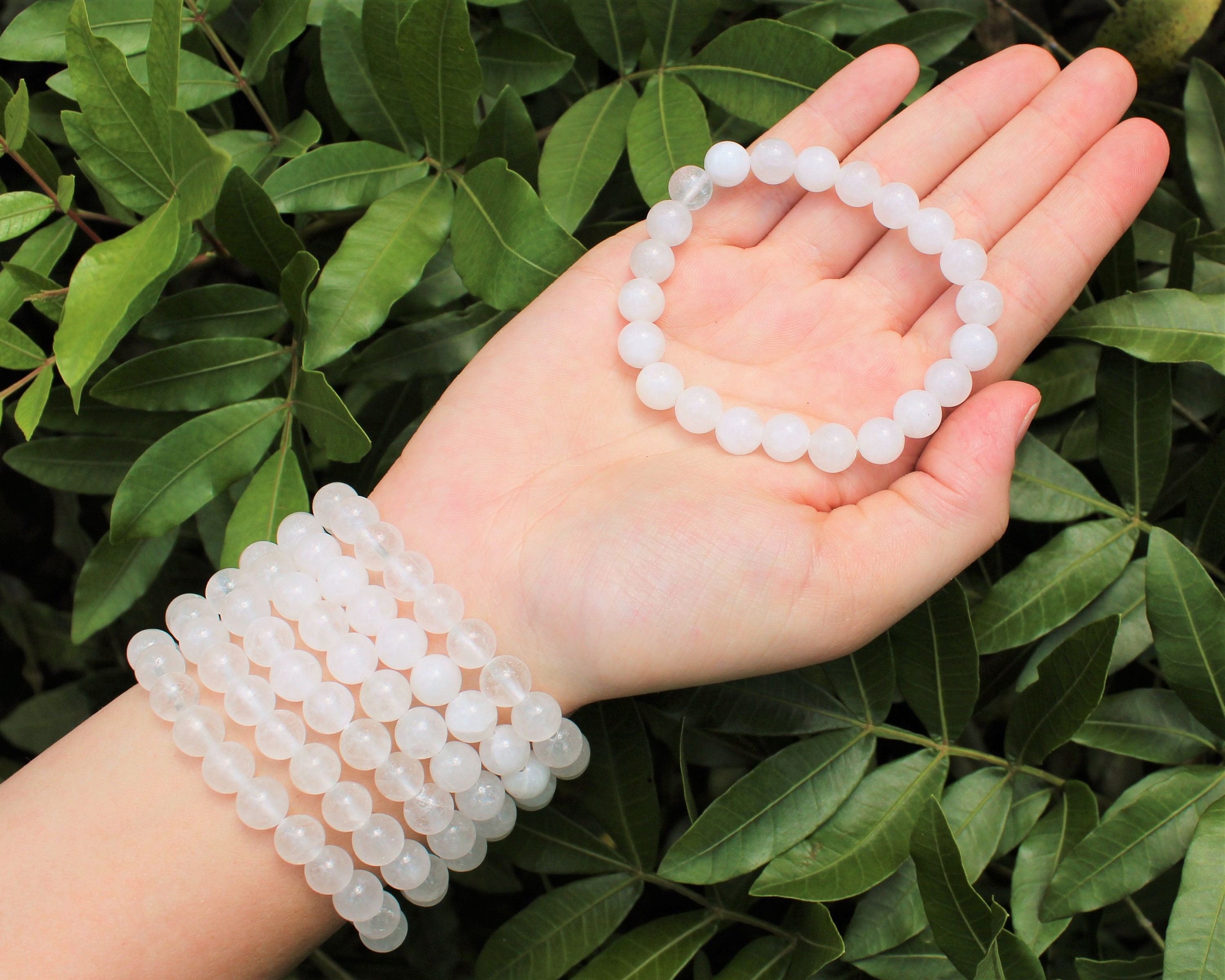 Clear Quartz Bracelet 8 mm Round Crystals (Quartz Stretch Bracelet