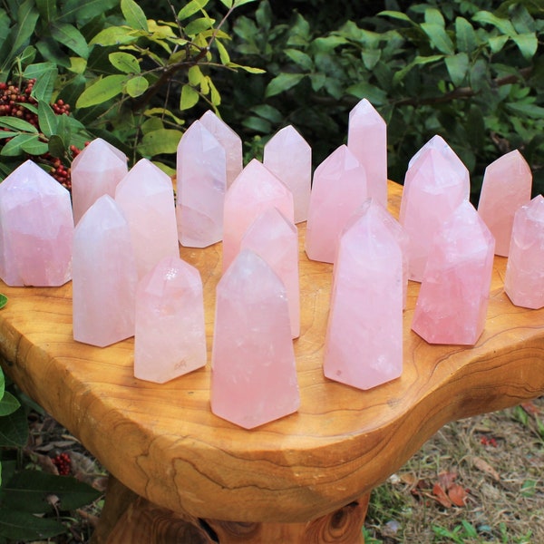 Rose Quartz Tower: Polished Rose Quartz Crystals ('AAA' Grade Premium Quality Rose Quartz, Display Specimen, Rose Quartz Obelisk)