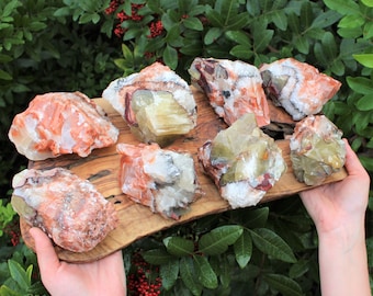 JUMBO Rough Tri-Colored Calcite Natural Crystals: Choose Size ('AAA' Grade, Red Calcite, Tri Color Calcite, Calcite Stone)
