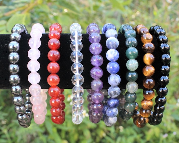 Amethyst Bead Bracelet - 6mm or 8mm Crystal Bracelet - Genuine