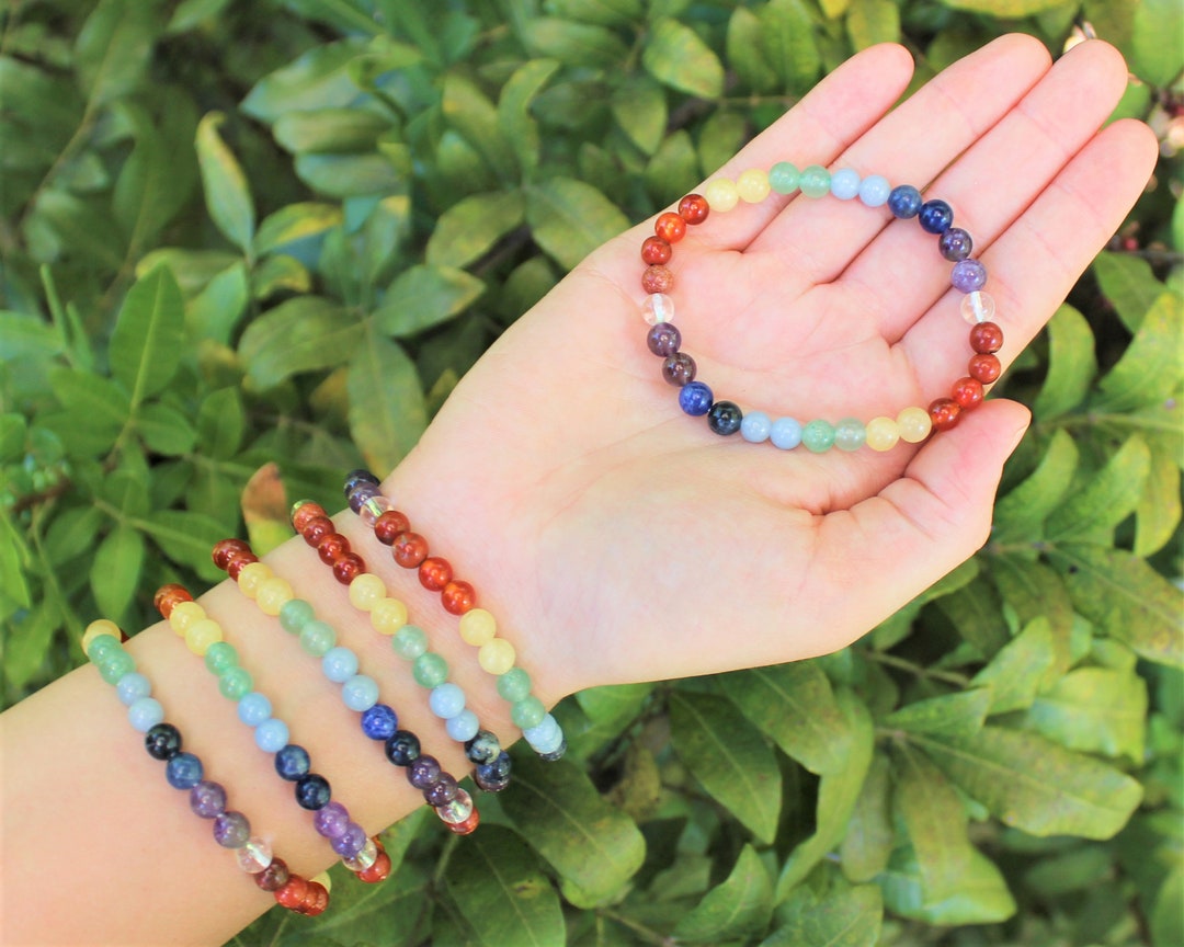 7 Chakra Bead Bracelet 6 Mm Round Gemstone Crystals amethyst, Sodalite