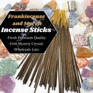 FRANKINCENSE & MYRRH Incense Sticks + FREE Mystery Crystal: Choose How Many (Wholesale Bulk Lots)
