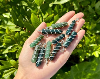 Bloodstone Spiral Wire Wrapped Point Pendant / Necklace (Bloodstone Jewelry, Crafts & Gemstones)