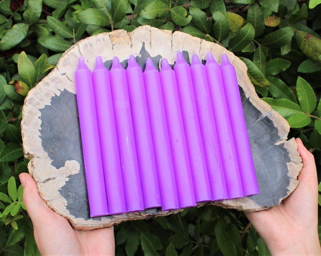 Purple Taper Candles, LARGE 6 Candles Choose How Many Bulk Wholesale
