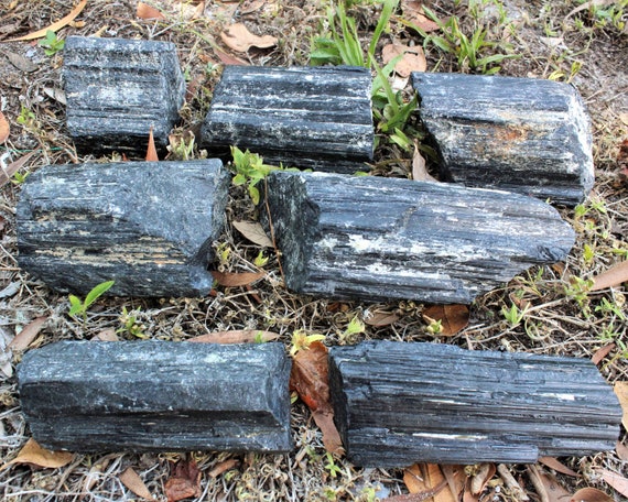 Black Tourmaline Rod / Log - HUGE Specimens CLEARANCE Quality: Choose Size (Natural Black Tourmaline Logs with Mica / Quartz Inclusions)