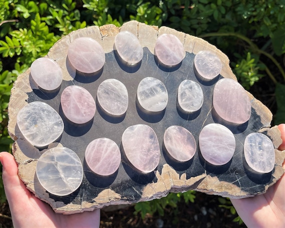 Rose Quartz Palm Stone: Medium Size, Stone Shape Oval (Smooth Polished Rose Quartz Stone, Rose Quartz Crystal, Love Stone)