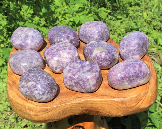 Lepidolite Power Stones, Therapy Stone, Extra LARGE Palm Stone ('A' Grade, Polished Lepidolite)