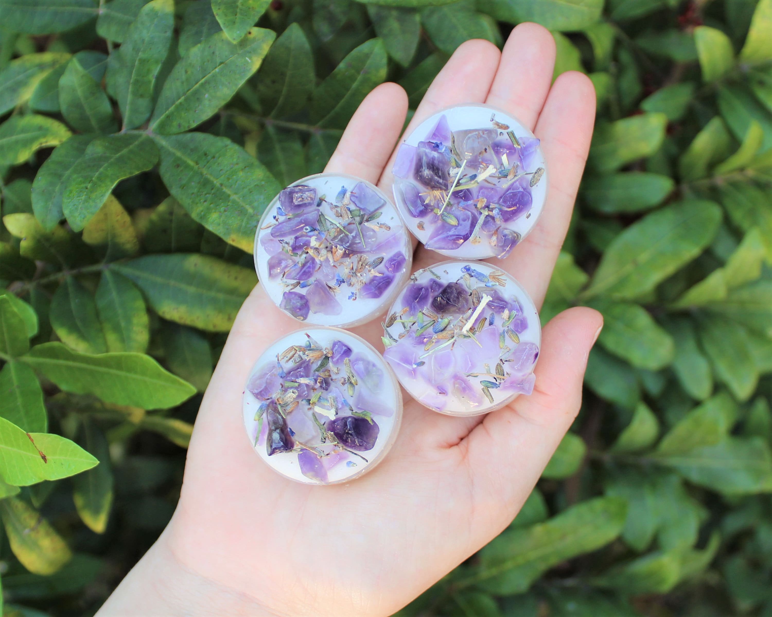 Crystal Tealight Candles 4 Pack Gift Box Energy & Herb Infused Intent