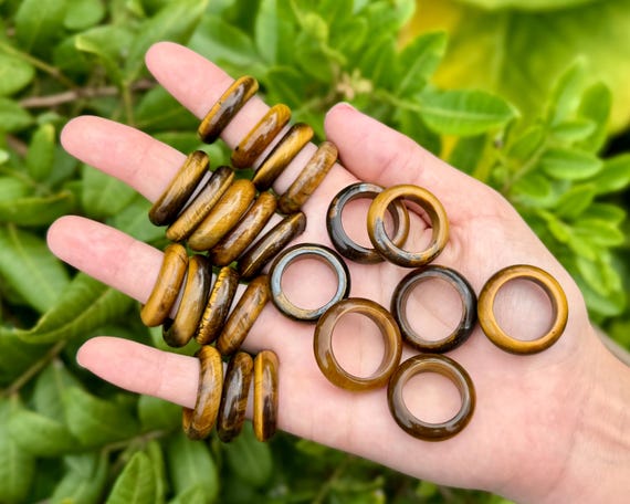 Gold Tiger Eye Ring, Gold Tiger Eye Gemstone Crystal Rings - Choose Size (Premium Quality Gold Tiger Eye Gemstone Jewelry)