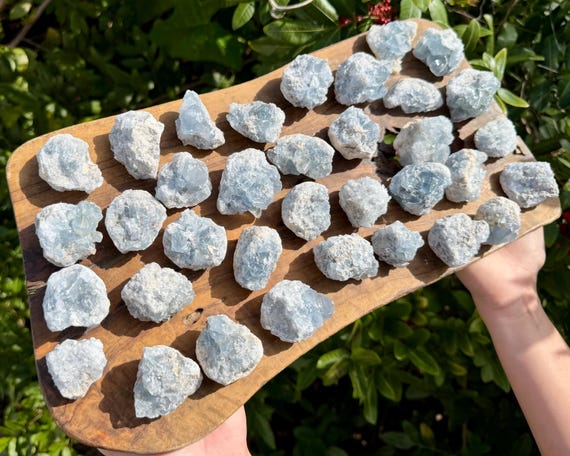 Natural Small Celestite Clusters CLEARANCE Bulk Wholesale Lots ('B' Grade Blue Celestite Druze From Madagascar)