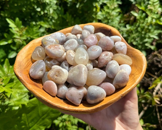 Flower Agate Tumbled Stones: Choose Ounces or lb Bulk Wholesale Lots (Premium Quality 'A' Grade, Cherry Blossom Agate Tumbled Stones)