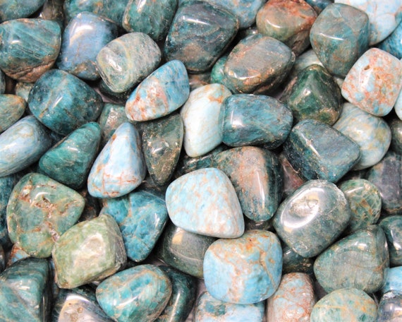 Blue Apatite Tumbled Stones: Choose Ounces or lb Bulk Wholesale Lots (Premium Quality 'A' Grade)