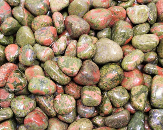 Unakite Tumbled Stones: Choose Ounces or lb Bulk Wholesale Lots (Premium Quality 'A' Grade)