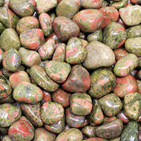 Unakite Tumbled Stones: Choose Ounces or lb Bulk Wholesale Lots (Premium Quality 'A' Grade)