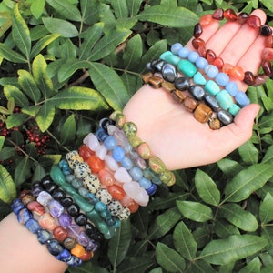 Tumbled Gemstone Bracelet: BUY 3 GET 1 FREE - Huge Variety of Tumbled Stone Crystal Bracelets (Gemstone Jewelry Stretch Bracelets)