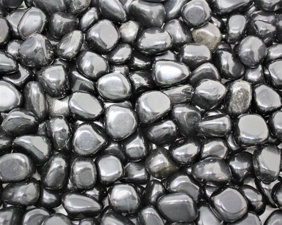 Black Obsidian Tumbled Stones: Choose Ounces or lb Bulk Wholesale Lots (Premium Quality 'A' Grade)