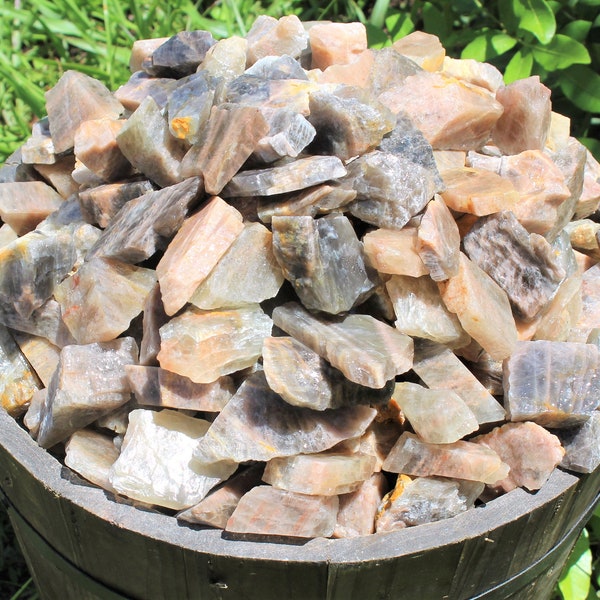Black Moonstone Rough Natural Stones: Choose Ounces or lb Bulk Wholesale Lots (Premium Quality 'A' Grade Black Moonstone Crystals)