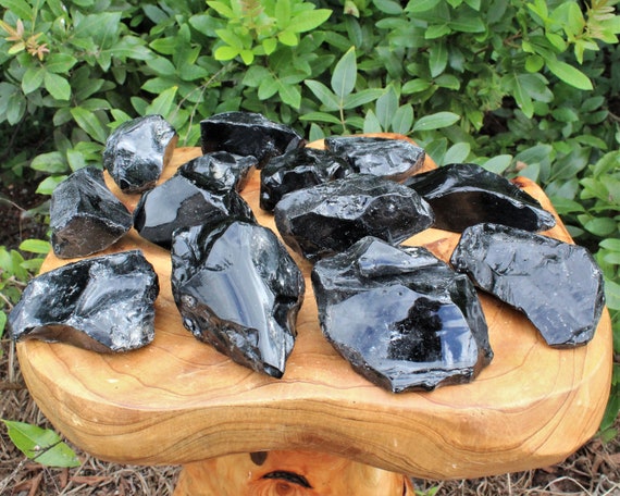 Rough Natural Black Obsidian, LARGE (2 - 4") Choose How Many lb Bulk Wholesale Lots (Premium Quality 'A' Grade, Raw Black Obsidian Crystals)