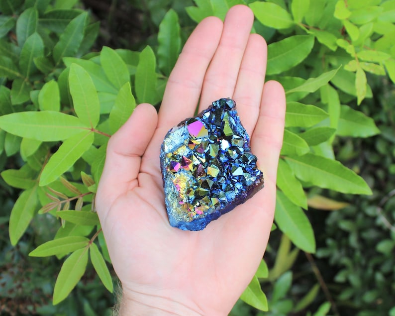 Rainbow Aura Amethyst Clusters, 'AAA' Grade Titanium Metallic Amethyst Crystals - Choose Size 5 - 7 oz
