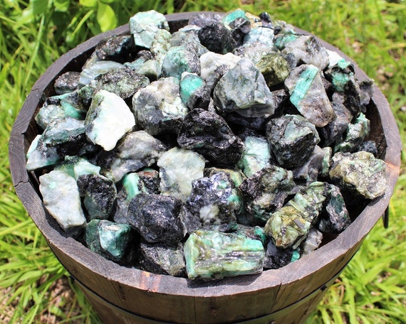 Rough Natural Emerald Stones: Choose Ounces or lb Bulk Wholesale Lots (Premium Quality 'A' Grade Raw Emerald Crystals)
