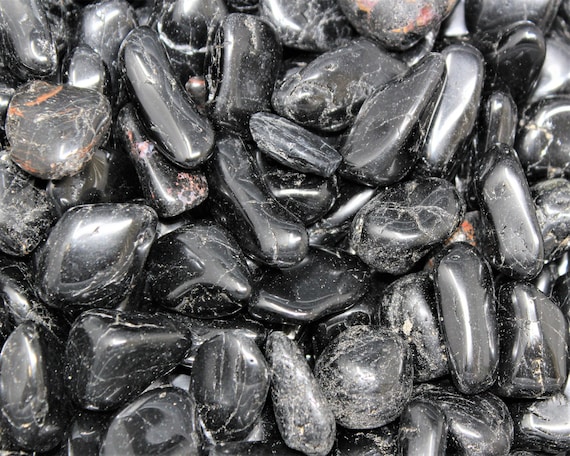 Small Black Tourmaline Tumbled Stones, 0.25" - 0.75": Choose Ounces or lb Bulk Wholesale Lots (Premium Quality 'A' Grade)