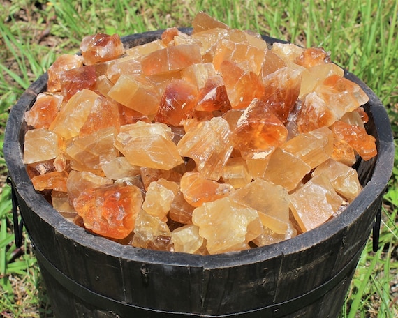 Honey Calcite Rough Natural Stones: Choose Ounces or lb Bulk Wholesale Lots (Premium Quality 'A' Grade, Caramel Calcite)