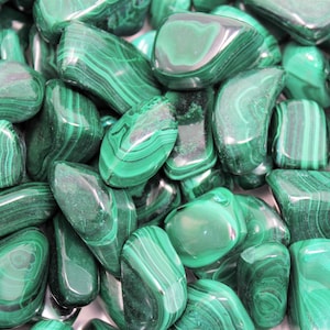 Malachite Tumbled Stones, Medium: Choose Ounces or lb Bulk Wholesale Lots (Premium Quality &#39;A&#39; Grade Natural Malachite Crystals)