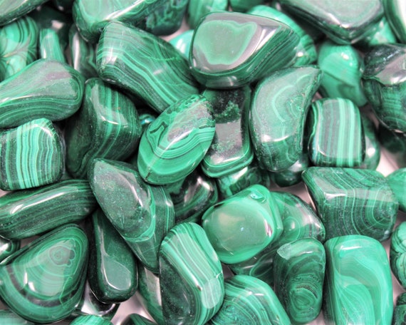 Malachite Tumbled Stones, Medium: Choose Ounces or lb Bulk Wholesale Lots (Premium Quality 'A' Grade)