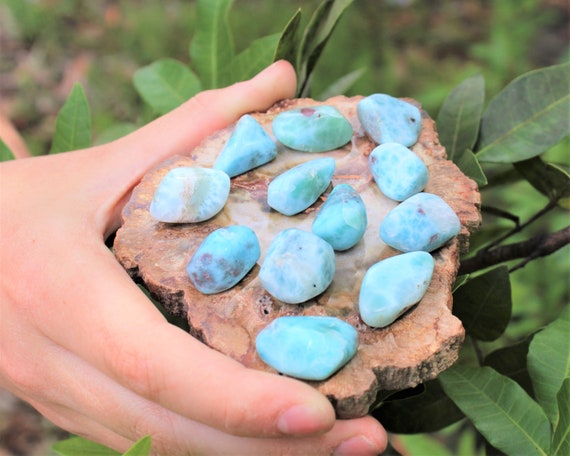 Larimar Tumbled Stones: Choose How Many and Size ('A' Grade, High Quality Tumbled Polished Larimar)