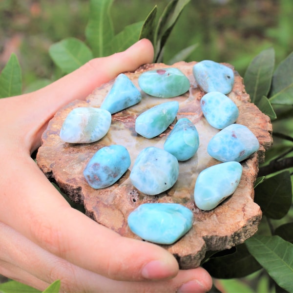 Larimar Tumbled Stones: Choose How Many and Size ('A' Grade, High Quality Tumbled Polished Larimar)