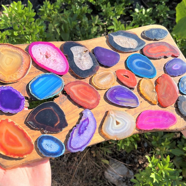 Brazilian Agate Slices - Natural & Dyed Bulk Wholesale Geode Slices: Choose How Many ('A' Grade Agate Slices, Agate Druzy)